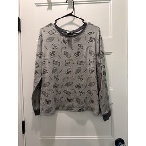 Harry Potter Wizarding World Lounge Top Shirt Gray & Black Soft & Comfy M
